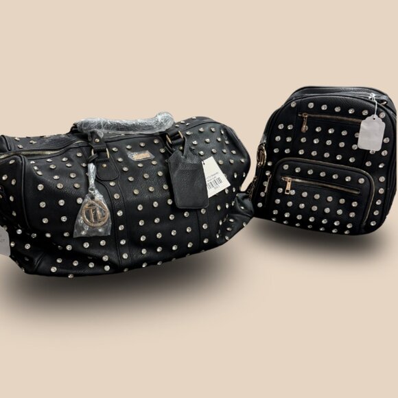 Tracey Lynn Black Studded Carry-On Bag & Backpack Set | NWT - Picture 2 of 3